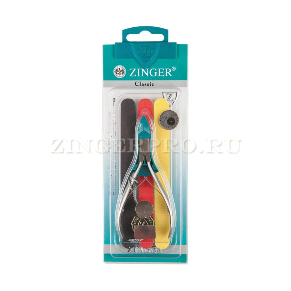Маникюрный комплект (кусачки для кутикулы; 3 пилки) Zinger zo-Sis-218-1 D