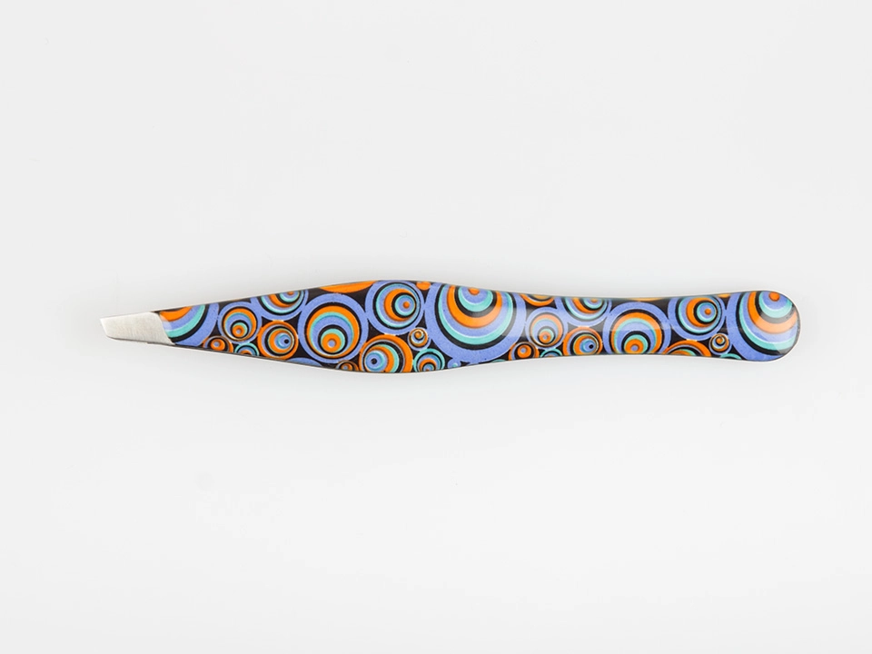 Пинцет Zinger скошенный с округлой ручкой раскрас какаду (эмаль) (193)