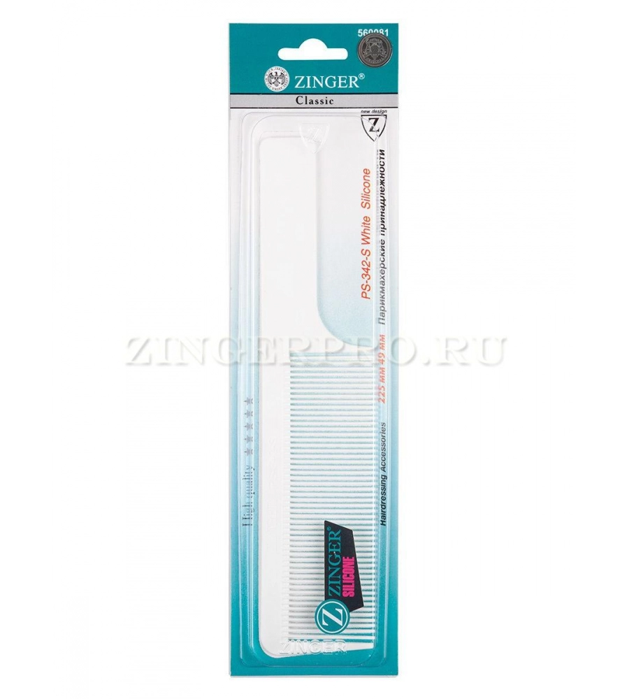 Расчёска для стрижки под машинку, белая Zinger PS-342-S-White-Silicon
