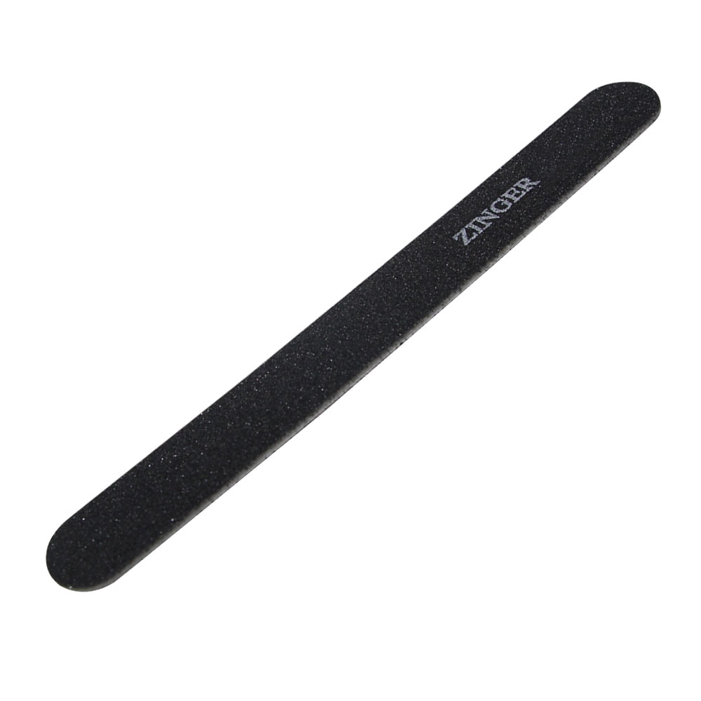 Пилка для ногтей прямая тонкая, черная (150/150), Zinger zo-US-411A, 1шт