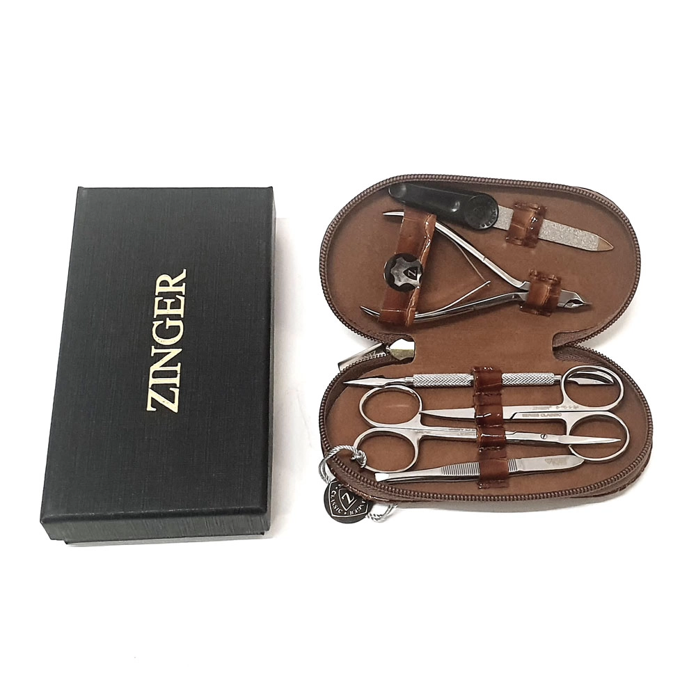 Маникюрный набор на молнии (6 предметов), Zinger zo-MS-7104 Brown